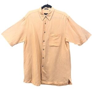 Van Heusen Linen‎ Button Up Shirt Tan 15 Or 15.5